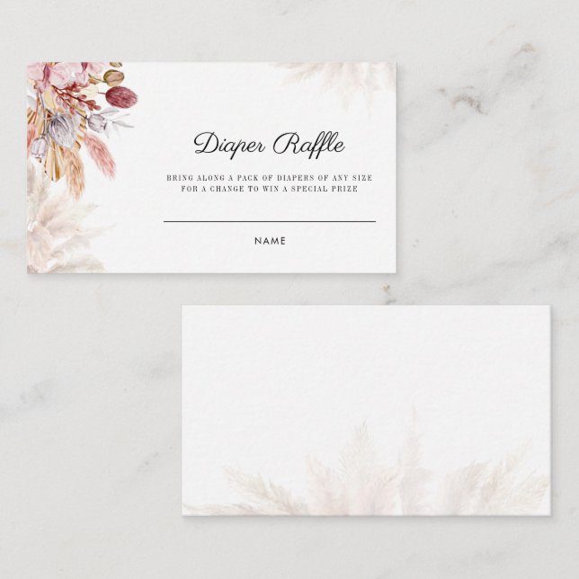 Pampas Grass Babydusche Windelwanne Begleitkarte (Vorne/Hinten)