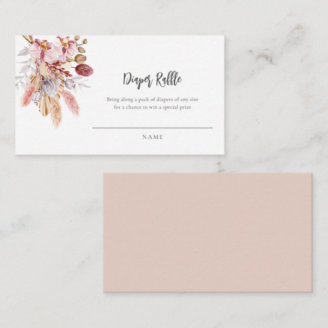 Pampas Grass Babydusche Windelwanne Begleitkarte (Vorne/Hinten)