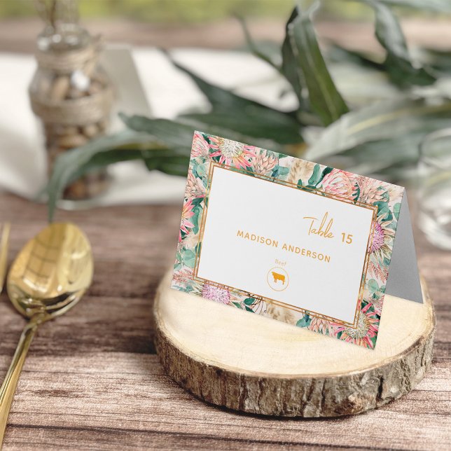 Pampas Grass Beef Meal Choice Guest Name Card Tischnummer (Von Creator hochgeladen)