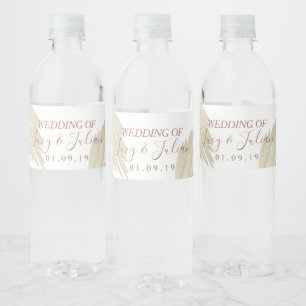 Pampas Grass Beige Bohemische Hochzeit Wasserflaschenetikett