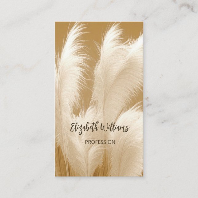 Pampas Grass Beige Sepia Foto | QR-Code Visitenkarte (Vorderseite)