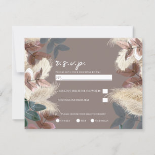 Pampas Grass & Blätter Earthy Bohemisch Wedding RS Einladung