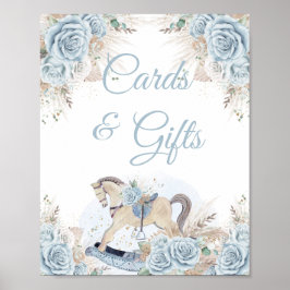 Pampas Grass Blue Floral Rocking Horcards Geschenk Poster