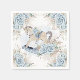 Pampas Grass Blue Floral Rocking Horse Baby Dusche Serviette