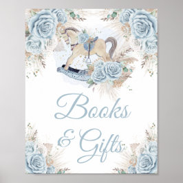 Pampas Grass Blue Floral Rocking Horse Bücher Gesc Poster