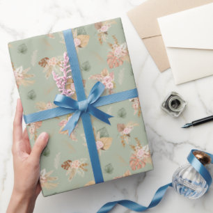 Pampas Grass & Blume auf dem Schlachtfeld grün Geschenkpapier