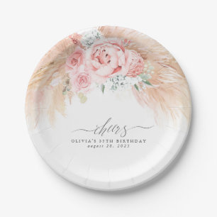 Pampas Grass Blume Cheers Tropical Paper Plate Pappteller