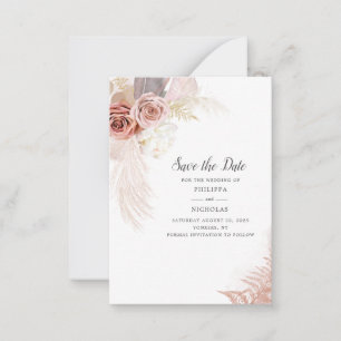 Pampas Grass Blumenschrift Wedding Save the Date Mitteilungskarte