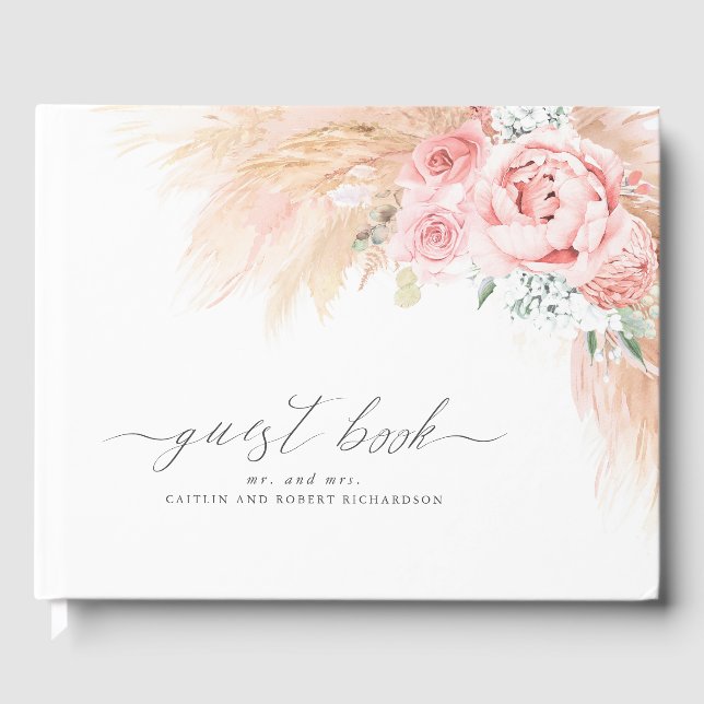Pampas Grass Blush Pink Wedding Gästebuch (Vorderseite)