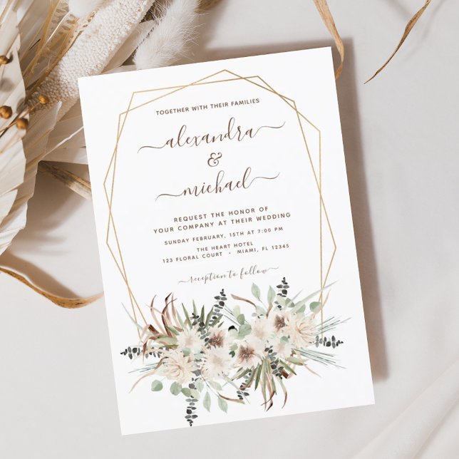 Pampas Grass Bohemisch Boho Eucalyptus Wedding Inv Einladung (Von Creator hochgeladen)