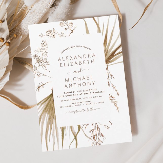 Pampas Grass Bohemisch Boho Hochzeitseinladung Einladung (Von Creator hochgeladen)