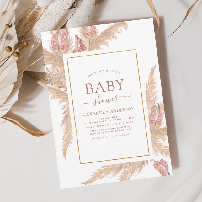 Pampas Grass Bohemisch Boho Kinderdusche Einladung (Von Creator hochgeladen)