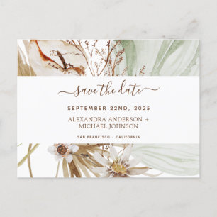Pampas Grass Bohemisch Boho Save the Date Einladun Postkarte