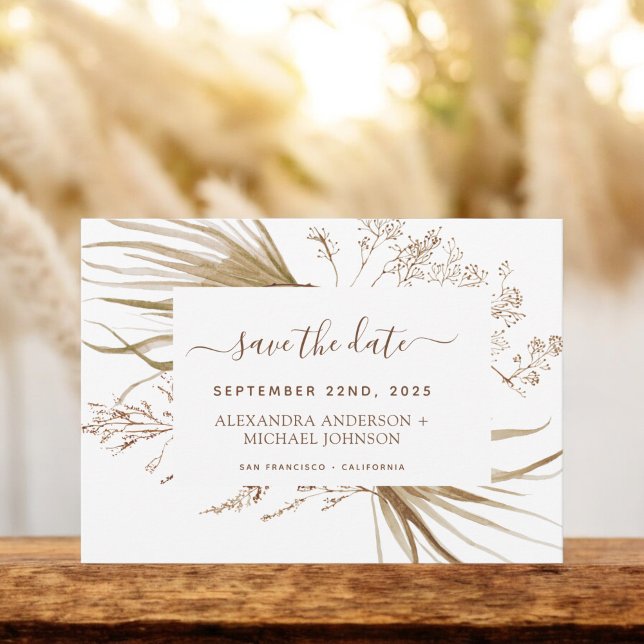 Pampas Grass Bohemisch Boho Save the Date Einladung (Von Creator hochgeladen)