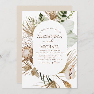 Pampas Grass Bohemisch Boho Tropical Wedding Invit Einladung