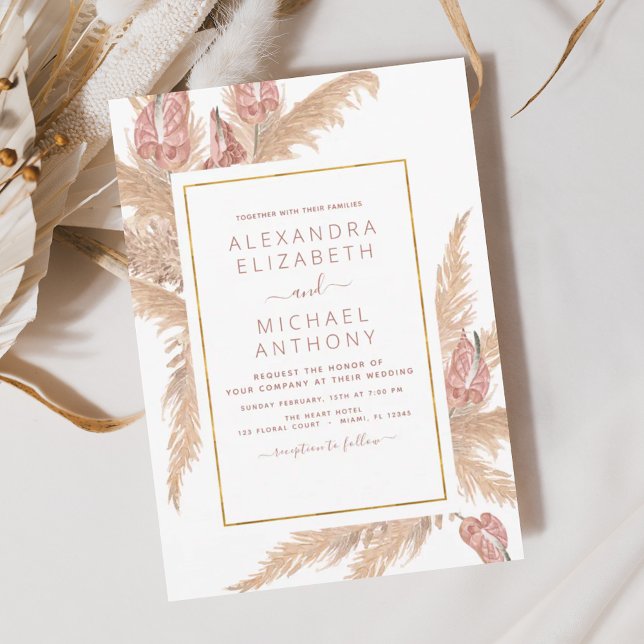 Pampas Grass Bohemisch Boho Tropical Wedding Invit Einladung (Von Creator hochgeladen)