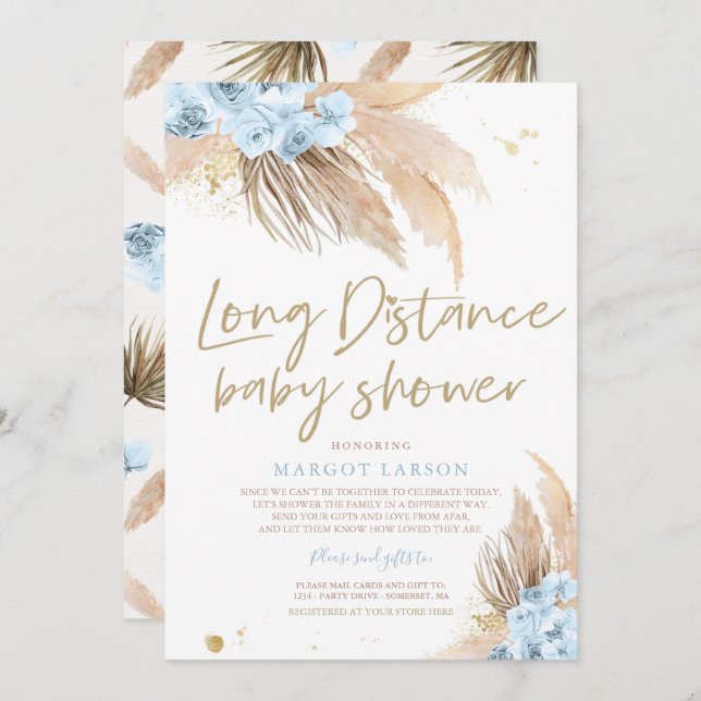 Pampas Grass Bohemische Baby-Dusche Einladung (Vorne/Hinten)
