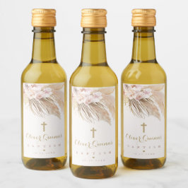 Pampas Grass Bohemische Taufe Personalisiert Mini Weinetikett