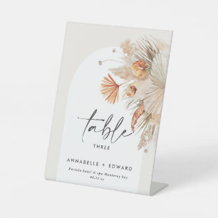 Pampas Grass Bohemische Tischnummer Sockelschild