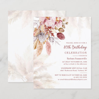 Pampas Grass Boho 80. Geburtstagsparty Einladung