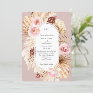 Pampas Grass Boho Aquarell Rose Hochzeit Einladung