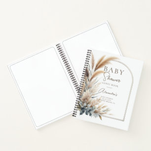 Pampas Grass Boho Baby Shower Gästebuch Notizbuch