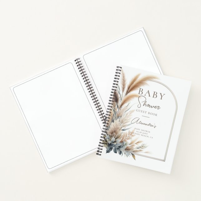 Pampas Grass Boho Baby Shower Gästebuch Notizbuch (Innenseite)