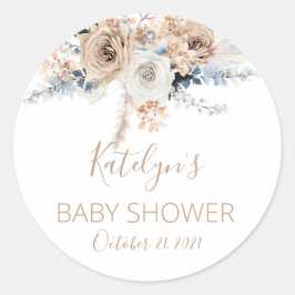 Pampas Grass Boho Baby Showsticker Runder Aufkleber