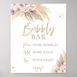 Pampas Grass Boho Babydusche Decke Blase Bar Poster