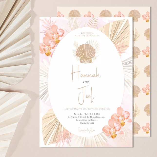 Pampas Grass Boho Beach Hochzeit Einladung (Von Creator hochgeladen)