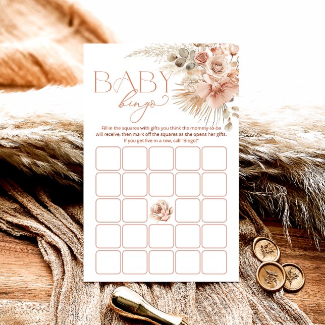Pampas Grass Boho Bohemisch Baby Dusche Bingo Spie (Von Creator hochgeladen)