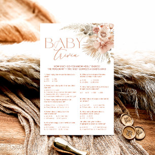 Pampas Grass Boho Bohemisch Floral Baby Trivia Gam