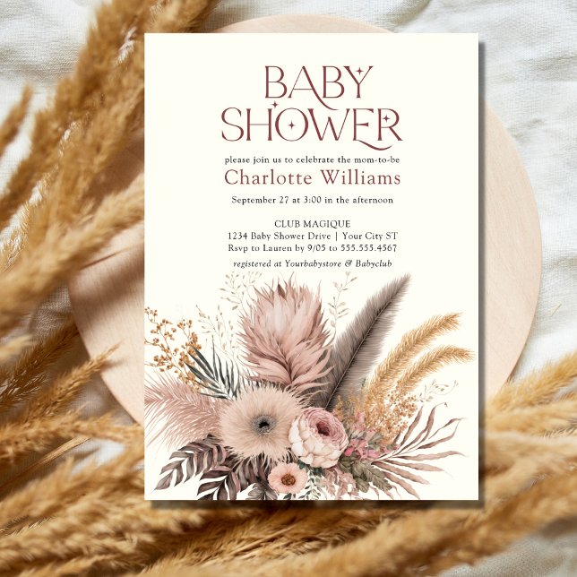 Pampas Grass Boho Bohemisch Girl Baby Dusche Einladung (Von Creator hochgeladen)