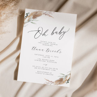 Pampas Grass Boho Chic Babydusche Einladung