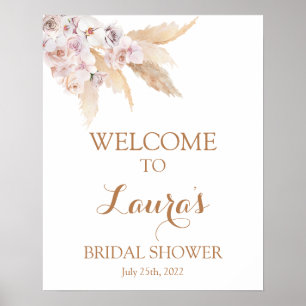 Pampas Grass Boho Chic Bridal Begrüßungszeichen Poster
