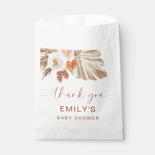 Pampas Grass Boho Danke für die Wüste Baby Dusche Geschenktütchen (Vorderseite)