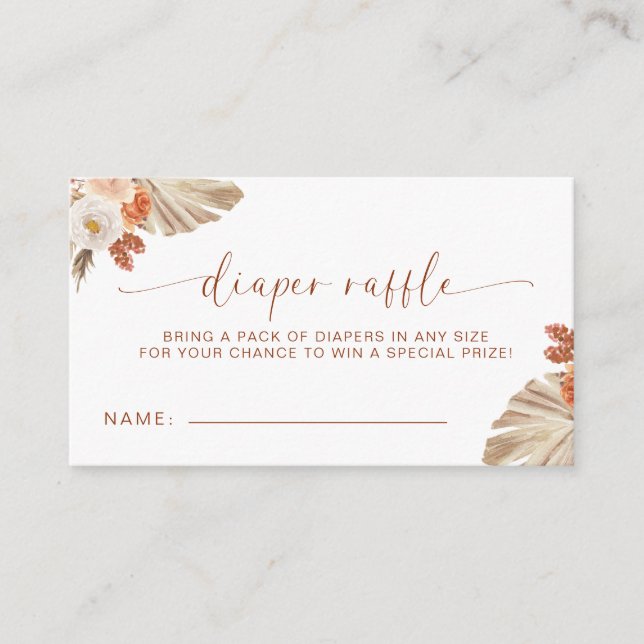 Pampas Grass Boho Diaper Raffle Wüste Baby Dusche Begleitkarte (Vorderseite)