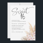 Pampas Grass Boho Floral Sweet 16. Geburtstag Einladung<br><div class="desc">Pampas Grass Boho Floral Sweet 16. Geburtstag Einladung Einfach und modern,  süß 16 Geburtstag Einladung mit einer schwarzen modernen Kalligraphie-Position und einem boho blumenArrangement mit Pampas Gras,  Obstgärten und Rose. Diese moderne sechzehnte Geburtstagseinladung für jemanden,  der nach einem böhmisch inspirierten Einladungs-Design sucht.</div>