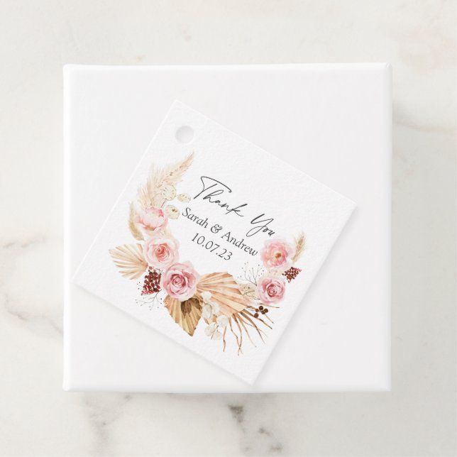 Pampas grass boho florale Aquarell Gastgeschenk Ho Geschenkanhänger (Beispiel)