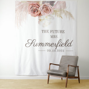 Pampas Grass Boho Foto Booth Brautparty Wandteppich