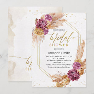 Pampas Grass Boho Geometrisches Brautparty Einladung