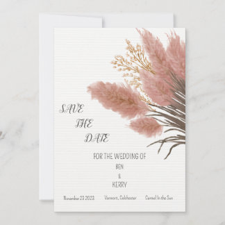 Pampas Grass Boho Hochzeit speichern das Datum der Einladung