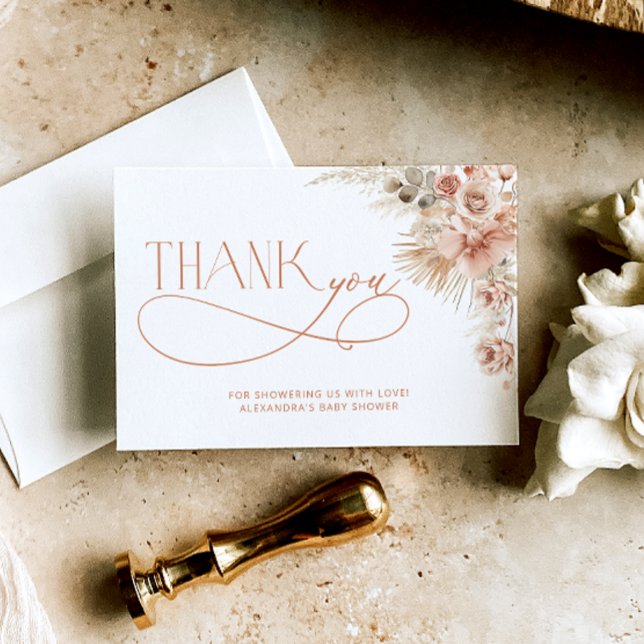 Pampas Grass Boho Kinderdusche Danke Karte (Von Creator hochgeladen)