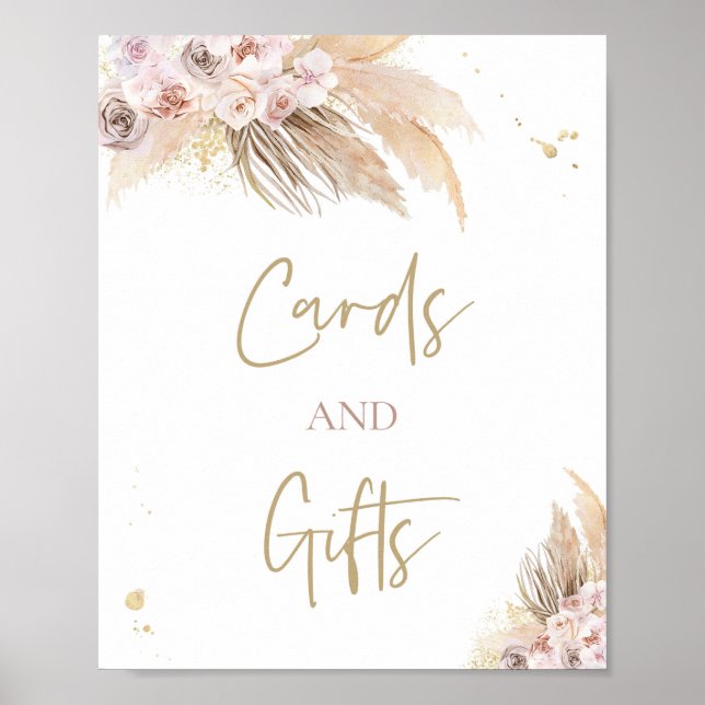Pampas Grass Boho Kinderduschkarten und Geschenke  Poster (Vorne)