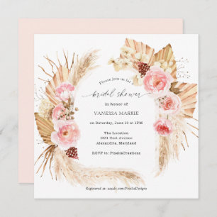 Pampas Grass Boho Pink Brautparty Einladung