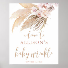 Pampas grass boho Thema Baby Sprinktee Begrüßungsz Poster