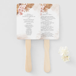 Pampas Grass Botanical Pink Floral Wedding Program Fächer