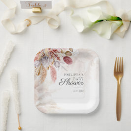 Pampas Grass Botanical Terracotta Kinderdusche Pappteller