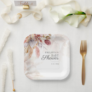 Pampas Grass Botanical Terracotta Kinderdusche Pappteller