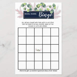 Pampas Grass Brautparty Bingo Game Card Flyer